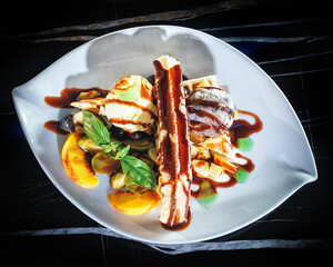 Fruit salad with icecream