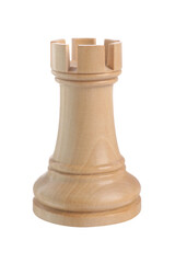 One wooden chess rook isolated on white
