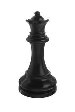 Black wooden chess queen isolated on white