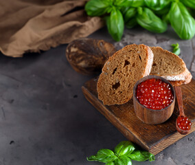 delicious appetizer red caviar healthy eating