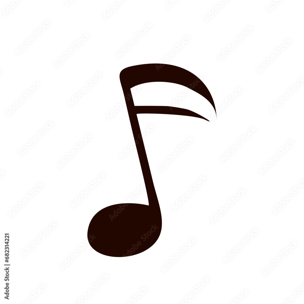 Fototapete note 16 black icon isolated on white background. music sign. flat or cartoon minimalistic style vect