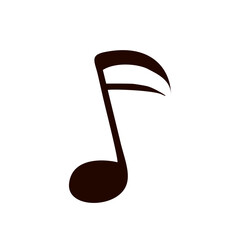 Note 16 Black Icon isolated on White Background. Music sign. Flat or Cartoon Minimalistic style vector illustration. Design element for Sticker pack, Print, Web button. Classical symbol.