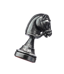 One black chess knight isolated on white © New Africa