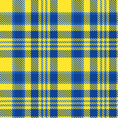 Tartan Yellow Blue Plaid Pattern Seamless. Checkered fabric texture for flannel shirt, skirt, blanket
