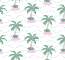 Fototapeta na wymiar Cute Palm trees seamless tropical pattern.