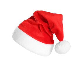 Red Santa Claus hat isolated on white