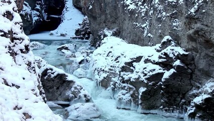 mountain river on a frosty winter evening - Powered by Adobe