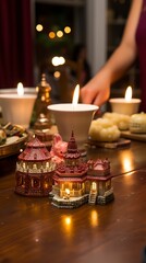 Naklejka premium A man and a woman hold hands at a romantic reception dinner,Propose day, Valentines day 