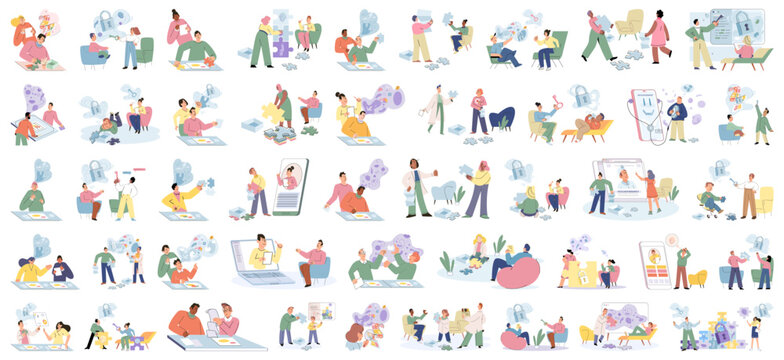 Mental health vector illustration. Therapy sessions provide opportunity for individuals to express their emotions and work through mental health challenges Emotional intelligence is vital