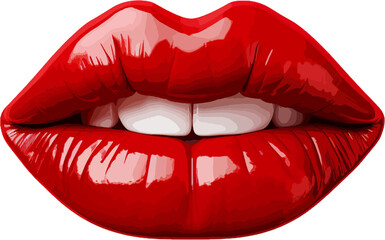 Female red lips clip art - obrazy, fototapety, plakaty