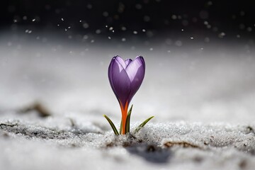snow thickness sprouts crocus flower The