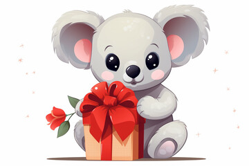 cartoon character of a koala
cute holding gift box