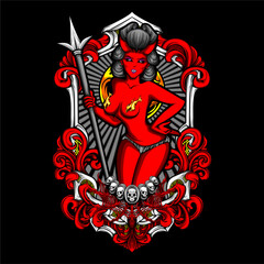 Fototapeta premium devil cupid illustration for tshirt and other