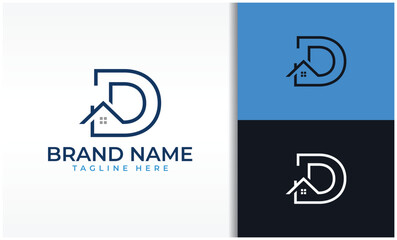 letter D house logo - obrazy, fototapety, plakaty