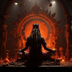   a silhouette of the hindu goddess shiva sitting on the ground,Diwali, Maha shivatri, Decoration for Puja
