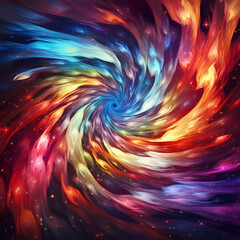 abstract prism-like patterns resembling a galactic whirlwind