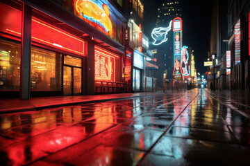 An illuminated neon sign on a city street, showcasing creative uses of electrical lighting....