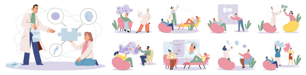 Mental health vector illustration. Wellbeing encompasses physical, mental, and emotional health, making it holistic concept Relaxation techniques and mindfulness practices promote mental health