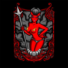 devil cupid illustration for tshirt and other