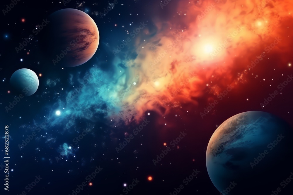 Wall mural planet and space background. generative ai