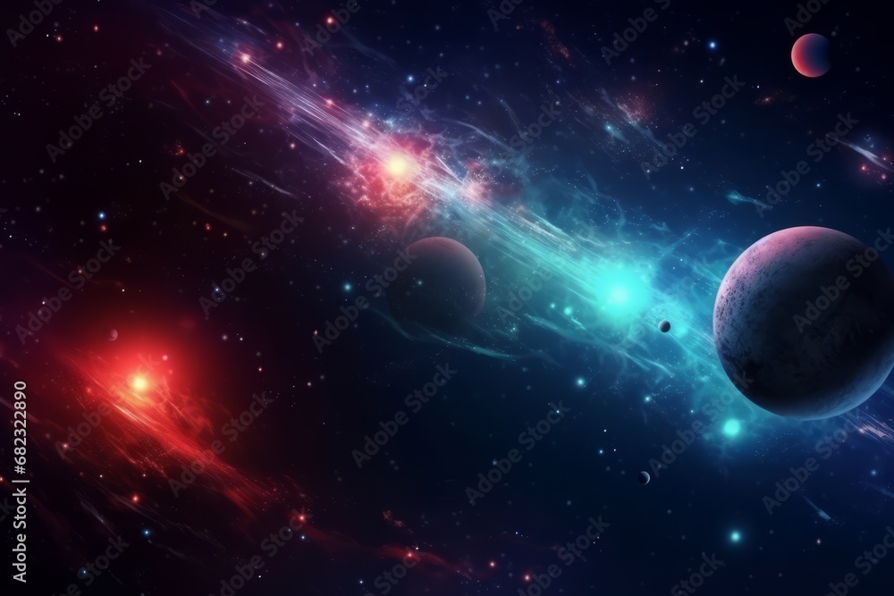Wall mural planet and space background. generative ai