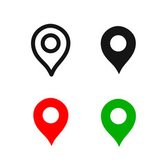 vector set of map pointer icons on white background