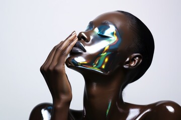 Glamorous Woman with Body Paint Embracing Style Elegance and Generative AI