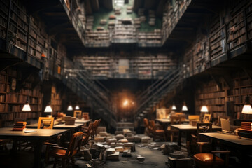 A prison library filled with books and inmates engrossed in reading, promoting education and self-improvement. Concept of prison literacy programs. Generative Ai. - obrazy, fototapety, plakaty
