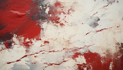 Dynamic Abstract Painting with Red, White, and Gray/Black Colors