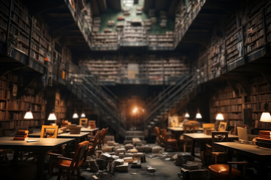 A prison library filled with books and inmates engrossed in reading, promoting education and self-improvement. Concept of prison literacy programs. Generative Ai.