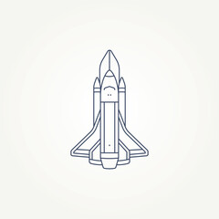 isolated rocket launch icon logo template vector illustration design. vintage futuristic, space, innovation line art icon logo concept