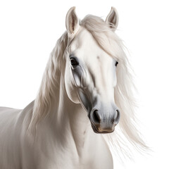 Obraz na płótnie Canvas Portrait of White arabian horse isolated on a white background