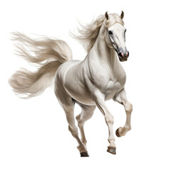 Obraz na płótnie Canvas White arabian horse running isolated on a white background