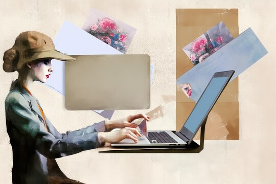 smartphone laptop people two correspondence Private collage Art