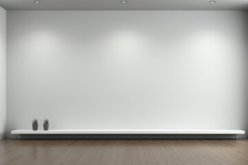 A blank, minimalist art gallery wall, open to a variety of art and exhibition concepts. Generative...