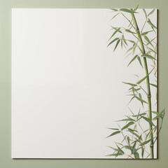 Naklejka premium Best bamboo green photo frame on bamboo background. clean and simple look and feel.