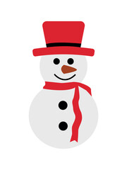cute vector snowman with scarf and hat. flat illustration. winter. New Year. Christmas