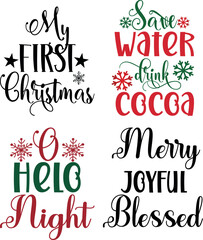 
4 Marry Christmas Typography T-shirt Design. This is an editable vector eps file .Printable 300dpi file.