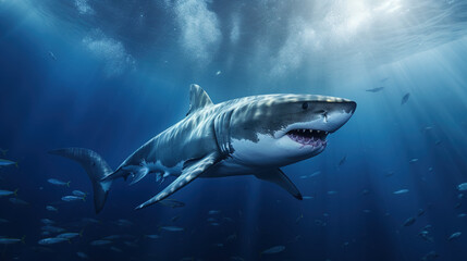 Illustration of a Swimming Shark