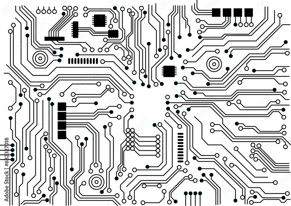 Poster printed circuit board.electronic circuit board with.technological industrial.engineering, electrical