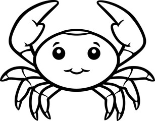 Cute crab silhouette icon in black color. Vector template.