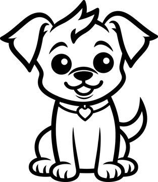 Cute little dog silhouette in black color. Vector template for tattoo or laser cutting.