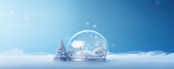 Magical christmas snow globe, snowy winter scenery, panorama. Generative Ai. - Powered by Adobe
