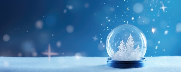 Fototapeta na wymiar Magical christmas snow globe, snowy winter scenery, panorama. Generative Ai.