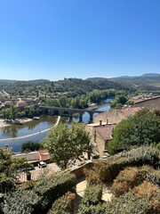 Naklejka premium bridge over the river in a French village 
