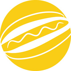 Obraz premium Hotdog Hand Drawn Yellow Button 