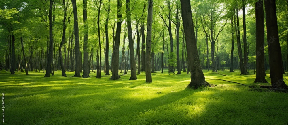 Canvas Prints serene forest, an abstract pattern of light and shadow danced on the lush green grass, creating a mesmerizing texture that showcased the beauty of natures design background of the summer landscape