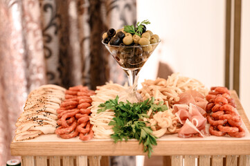 Meat cutting and its presentation on the festive table