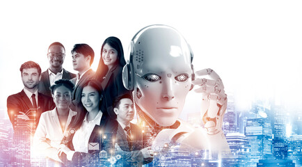ai robot and business people