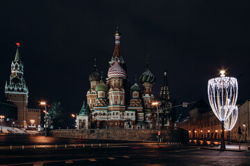 St. Basil's Cathedral in Moscow, Red Square. Shooting at night with a tripod.